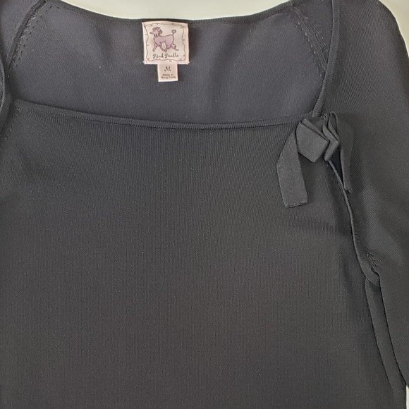 Pink Poodle Women's Long Sleeve Black Blouse with Pretty Bow Detail, Size Medium - Picture 3 of 6